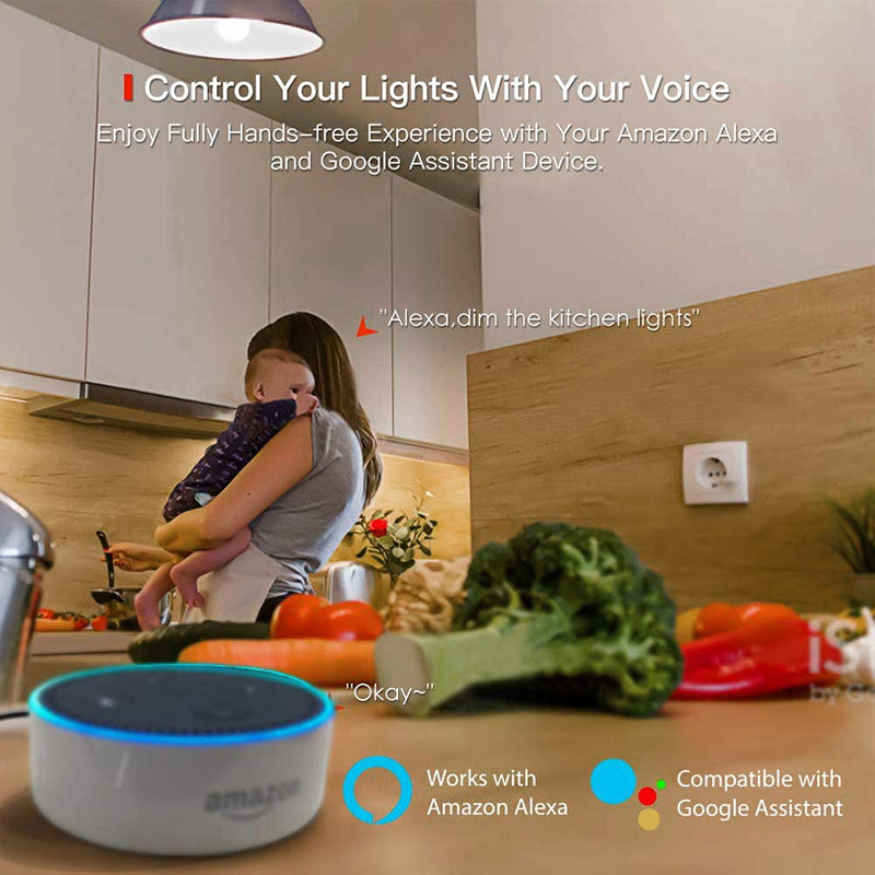 E27 7W  RGB Voice Control Smart WiFi LED Light Bulb, Work With Alexa & Google Assistant,  AC 85-265V, Mobile APP Remote Control Light Bulb